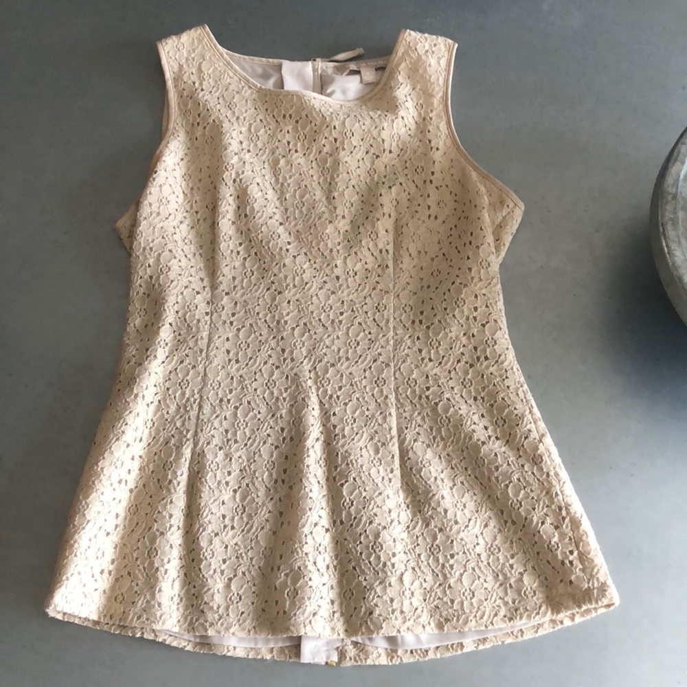 Banana Republic Cream Lace Sleeveless Blouse